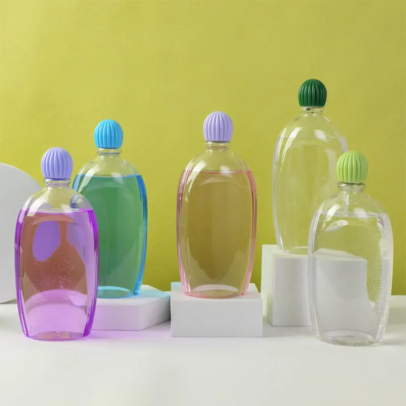 Transparent unique high quality 500ml PET plastic cosmetic bottle for underwear detergent/shampoo/conditioner