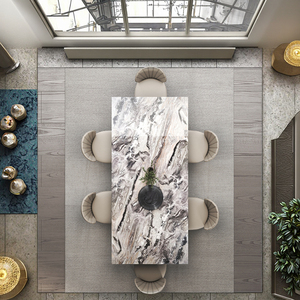 Silla de mesa de comedor de mármol marrón Venecia Rectangular Simple moderna combinación de piedra italiana de lujo para muebles para el hogar - Product Image 3