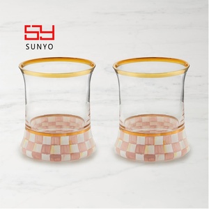 Copa de Vino de Lujo con Borde Dorado, Diseño de Tablero de Ajedrez, Hecha a Mano y Personalizada, Copa de Whisky con Tallo Largo, Copas de Martini y <span class=keywords><strong>Margarita</strong></span> - Product Image 3