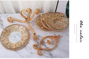 صينية زجاجية فاخرة خفيفة ديكور للحفلات التي تقدم طاولة قهوة فندق حامل كيك متدرج وحاوية طعام - Product Image 5