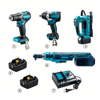 Ensemble combiné sans fil MKT de 21 pièces avec batterie lithium-ion 18V, adapté aux ensembles d'outils électriques, aux ensembles de construction et de travail du bois