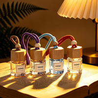 Flacon diffuseur de parfum de voiture vide de 10 ml, avec bouchon en bois esthétique, contenant en verre octogonal pour huiles essentielles, à suspendre