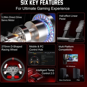 <span class=keywords><strong>Volante</strong></span> y Pedales para Juegos PXN V10 Ultra, 3.2 Nm, Force Feedback de Accionamiento Directo, 4 Palancas de Cambio, Pedales con Efecto Hall - Product Image 5