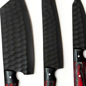 Ensemble de couteaux de chef en acier au carbone 5 pièces, faits à la main, ambidextres, ultra-affûtés, résistants à la rouille, avec étui en cuir |   Cadeau Parfait pour Lui - Product Image 3