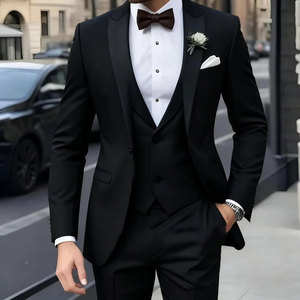 Traje de 3 Piezas para <span class=keywords><strong>Hombre</strong></span>, Blazer, Chaleco y Pantalón, Traje de Boda, Nuevo, Sólido, Corte Entallado, para Novio, Padrino de Boda, Esmoquin - Product Image 3