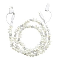 Câble de charge rapide 4-en-1 perlé de type C, nouveau design romantique avec perles étoiles et nœuds, pour ordinateur (vente en gros)