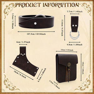 Ceinture <span class=keywords><strong>de</strong></span> <span class=keywords><strong>Chevalier</strong></span> Médiéval Transfrontalière, Style Viking Nordique Rétro, avec Clip <span class=keywords><strong>de</strong></span> Jupe et Sac Banane à Design <span class=keywords><strong>de</strong></span> Fourreau, Accessoire <span class=keywords><strong>de</strong></span> Cosplay d'Halloween - Product Image 2