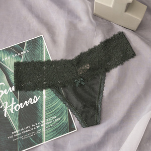 Tangas de encaje al por mayor para mujer con lazo decorativo, lunares, tiro bajo, ropa interior sexy, color liso, transparentes, lencería íntima para mujer - Product Image 1
