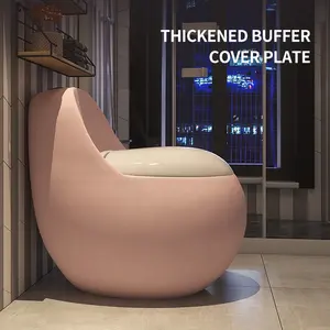 नई डिजाइन एक टुकड़ा सिरेमिक दौर अंडा गुलाबी लाल रंगीन शौचालय का कटोरा