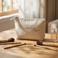 Pochette zippée en coton biologique GOTS personnalisée, sac de voyage réutilisable en toile, sac de toilette écologique, sac à maquillage multifonction en coton, vente en gros