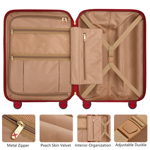 Valigia da Viaggio di Lusso MGB con Ruote, 20-24 Pollici, Bagaglio da Stiva con Cerniera YKK, <span class=keywords><strong>Trolley</strong></span> con Ruote, Serratura TSA, Rosso Lucido - Product Image 4