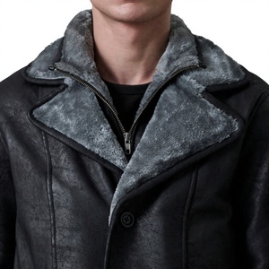 Abrigo Largo de Cuero Genuino para Hombre con Capucha, Solapa con Muescas, Cierre de Botón Sencillo, Grueso para Invierno - Product Image 5