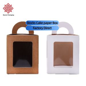 1-Grid <b>Cupcake</b> Muffin Box White Kraft Paper Handled Cake Boxes Transparent Window-Cut Pastry Paper Box Wholesales in Stocks - Product Image 2