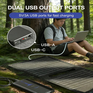 Panneau solaire pliable ultra-portable 21W, étanche IP67, efficacité 22%, double port USB pour la randonnée, le trekking et toutes les activités de plein air - Product Image 4