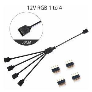 Cable de Sincronización para Placa Base, <span class=keywords><strong>4</strong></span> Pines 12V RGB, 3 Pines 5V ARGB, Cable de Extensión 1 a 2/1 a 3/1 a <span class=keywords><strong>4</strong></span>/1 a 5 - Product Image 4