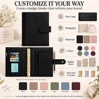 Carnet de budget Hongbo personnalisé multi-couleurs en cuir litchi souple A6 à 6 anneaux avec feuilles mobiles, idéal pour l'école ou le bureau – Cadeau parfait