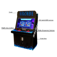 Borne d'Arcade Rétro en Bois de 32 Pouces, Machine de Jeu Vidéo 2 Joueurs, Distributeur de Pièces, Console d'Amusement pour Enfants, Vente en Gros