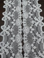 Dentelle en maille blanche de haute qualité, tricotée, transparente, avec broderie florale grande et ajourée, bord festonné, écologique, 100% pour filles