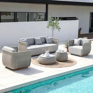 Meubles d'extérieur modernes pour villa, cour, patio, ensemble de canapés de jardin en aluminium avec structure en corde tressée - Product Image 2