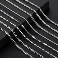 Kit de 8 Colliers Chaîne Curb NK en Acier Inoxydable Style Hip Hop Urbain, Ornements de Cou Polyvalents pour Couples, Vente en Gros