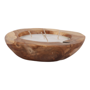 Candela profumata decorativa rotonda in legno di teak per soggiorno, camera da letto, bagno - Product Image 2
