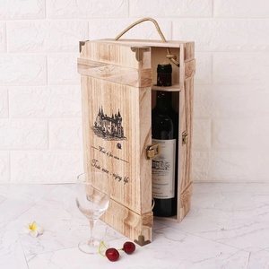 Scatola Vintage in Legno per <span class=keywords><strong>2</strong></span> Bottiglie di Vino Rosso, Contenitore Non Rifinito, Personalizzabile con Incisione - Product Image 1