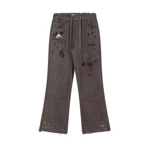 Wholesale 100% Cotton French Terry Paint Style Baggy <b>Carpenter</b> <b>Pants</b> Classic Distressed Fade Washed Double Knee <b>Men's</b> <b>Pants</b> - Product Image 5