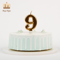 Bougie d'anniversaire géante numéro 7 en cire de paraffine dorée métallisée, faite à la main, Magic Lights BC-55, pour fête