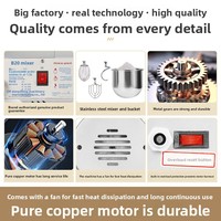 Mesin Mixer Adonan Planetary Harga Grosir untuk Penggunaan Komersial, Pengaduk Makanan, Penguleni Susu, Mangkuk Stainless Steel dengan Penutup Pelindung