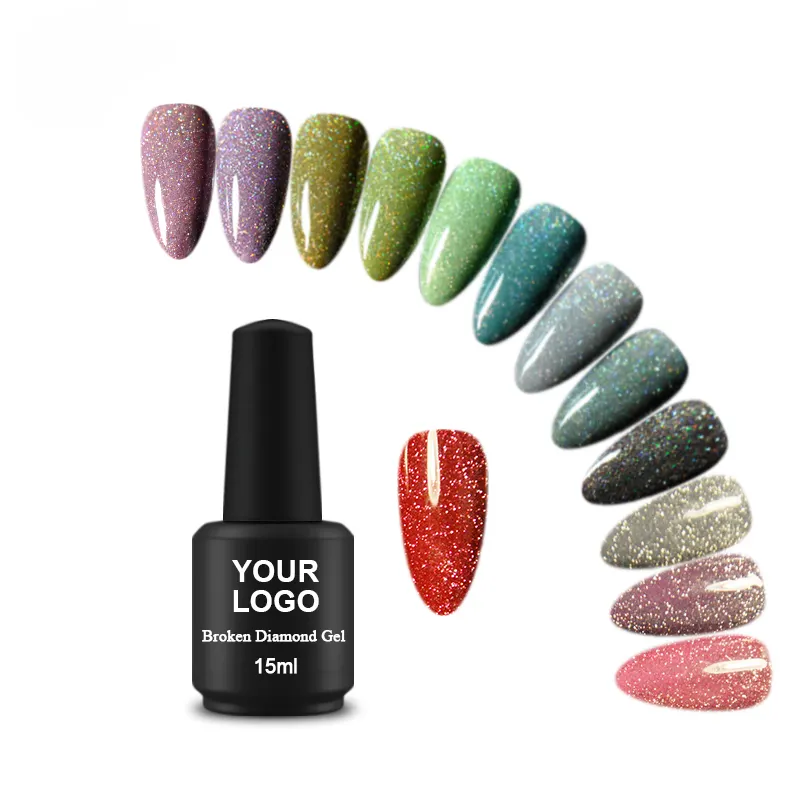 Ensemble de vernis à ongles en Gel acrylique, couleur Bling personnalisée, vente en gros, UV LED, Gel de couleur, Logo personnalisé, étiquette privée Us Gel pour ongles, 10 pièces