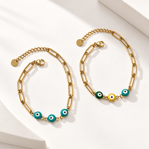 กำไลข้อมือเคลือบสี - สแตนเลสสตีล + เคลือบสี, ชุบสุญญากาศทอง 14K, 170+30 มม. - Product Image 1