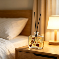 Bouteille diffuseur de parfum 200 ml, fond épais, colorée, vide, avec bouchon et bâtonnets en fibre