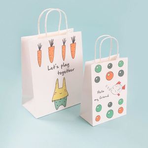 Recyclable ECO Custom <b>White</b> <b>Paper</b> Packaging Shipping <b>Bag</b> Luxury Takeaway Kraft <b>Paper</b> <b>Bag</b> With Twisted Handle for Food Packing - Product Image 1