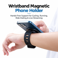 Support magnétique portable pour téléphone en matériau PC avec dragonne de poignet, pour cyclisme en extérieur et fitness mains libres
