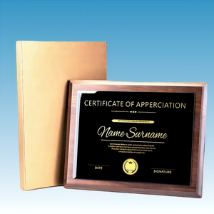 Cornice <span class=keywords><strong>in</strong></span> <span class=keywords><strong>Legno</strong></span> di Noce con Cristallo Nero Lucido di Lusso, Personalizzabile con Nome Inciso al Laser per Eventi Scolastici e Aziendali - Product Image 5