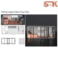 Cabine conteneur capsule spatiale 20FT Apple Cabin pour salon, chambre, bureau, immeuble, appartement, maison, entrepôt