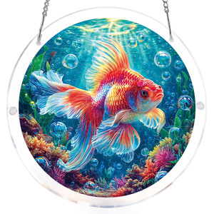 Goldfish <b>Acrylic</b> Jigsaw Puzzle Suncatcher with <b>Frame</b> DIY Assembly Irregular Pieces Window Sun Catcher Home Wall Decor - Product Image 6