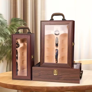 Lưu trữ bằng gỗ hộp tùy chỉnh cổ điển bằng gỗ hộp Rượu Vang Hộp Quà Tặng gỗ Acrylic nắp rượu vang đỏ hộp gỗ - Product Image 6