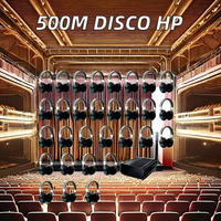 Émetteur d'écouteurs stéréo supra-auriculaires en gros, distance de contrôle de 500 m, fête disco silencieuse, principe de vocalisation dynamique, DJ ROHS