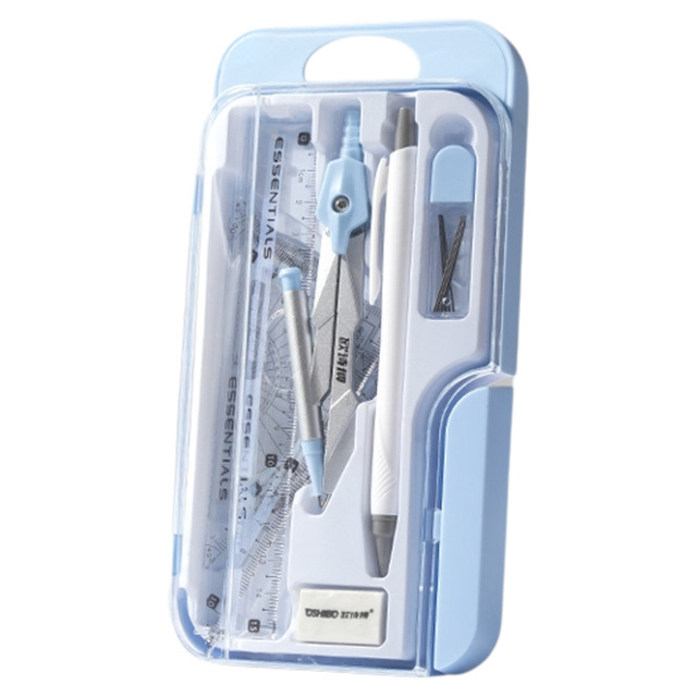 Math Geometry Kit Sets 8 Piece Student Supplies Math Compasses Divider Set with Ruler Circular Gauge