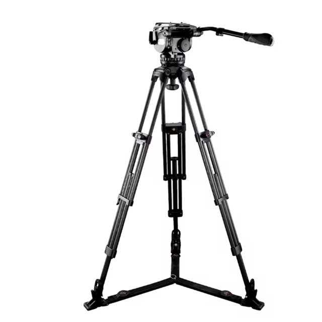 Photography EG25C2 Professional CCTV Heavy Duty Carbon Fiber Video Tripod 15-Steps Counter Balance Fluid Head 28kg Load Capacity
