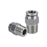 Raccord rapide en acier inoxydable 304 série PC pour tuyau, connecteur pneumatique droit à vis, pièces détachées