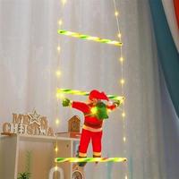 Luces LED de Navidad al por Mayor, Luces de Hadas Colgantes con Diseño de Papá Noel Escalando una Escalera, para Decoración Navideña de Paredes y Ventanas del Hogar