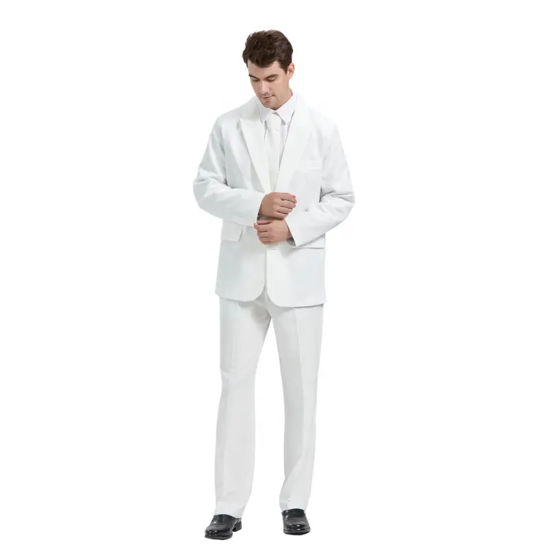 Halloween Business Suits For Men 2-Piece Wedding Suit Solid Color Blazer Polyester Pants For Adult Party Costume