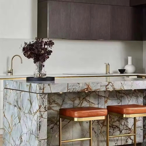 Encimera de piedra Natural única de lujo, losa de cuarcita de <span class=keywords><strong>Roma</strong></span> profunda azul para Interior Villa, cocina diseñada - Product Image 2
