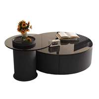 Table basse ronde en bois noir moderne réglable en hauteur pour salon, fabriquée en Chine