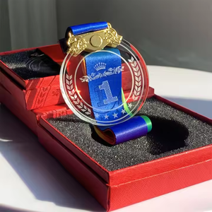 High Quality Crystal Medals with Lanyards Factory Custom Logo Stock Sticker Laser Engraving UV Printing Feng Shui Style