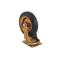 Roue pivotante en caoutchouc pour poubelle, avec plaque de base en acier robuste 200x50mm, sans frein inclus, directement de l'usine
