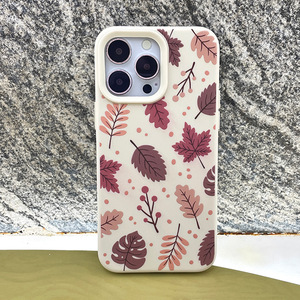 Coque pour iPhone 16 Pro Max, texture feuilles d'automne, coque de téléphone en silicone antichoc à couverture intégrale - Product Image 3