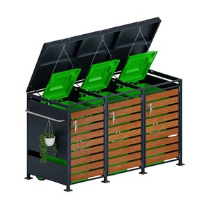 Galvanized Steel 240L Outdoor Wheelie <strong>Bin</strong> <strong>Cover</strong> with 3 Door Options Water Resistant Trash Can Storage &amp; Planter - Product Image 1